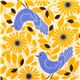cute Kokka fabric with blue bird and yellow flowers 1