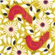 cute Kokka fabric with red bird and beige flowers 1