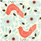 cute Kokka fabric with red bird and blue flowers 1