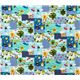 cute Monkey Kitty blue Kokka Fabric from Japan kawaii 3