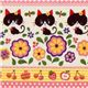 cute black cat Kokka pink Fabric Japan kawaii 1