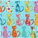 cute blue Michael Miller fabric colourful Calico Cat 1
