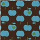 cute brown apple fabric with turquoise apples by Kokka 1