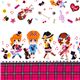 cute girls rock band fabric with musical instruments 1