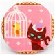 cute kitty with bird button fabric button Japan 1