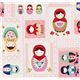 cute matryoshka pink Kokka canvas fabric from Japan 1