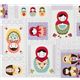 cute matryoshka purple Kokka canvas fabric from Japan 1