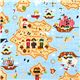 cute pirates treasure map Kokka fabric for children 1
