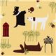 cute yellow dogs fabric paws Robert Kaufman 1