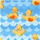 cute yellow duckling fabric in the water Robert Kaufman 1