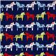 dunkelblauer Michael Miller Stoff Wooden Horses Pferd 2