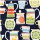 dark blue Michael Miller fabric cups and pots 1