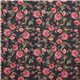 dark grey retro pink flower woven cotton fabric Fabric by Japanese ...