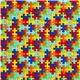 designer fabric with colourful jigsaw puzzle pieces USA 2