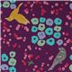 echino canvas Kokka fabric flower birds purple Japan 1