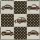echino canvas designer fabric cars squares brown Japan 1