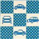 echino canvas designer fabric cars squares turquoise 1