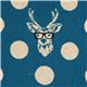 echino canvas fabric Buck stag with glasses blue 1