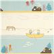 ecru birch organic fabric with sea, boat, children, windmill 1