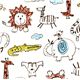 funny animal fabric crocodile elephant lion by Kokka 1