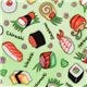 funny green sushi fabric wasabi Robert Kaufman 1
