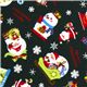 green Christmas fabric Santa Claus animals snowflakes 1