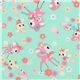 green Japanese fabric deer squirrel bunnies 1