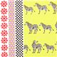 green Kokka oxford fabric with zebras & stripes 1