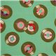 mint green disk record retro fabric by Kokka from Japan 1