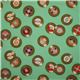 mint green disk record retro fabric by Kokka from Japan 2