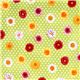 green fabric colourful flowers dots Robert Kaufman 2