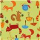 green forest animals fabric fox squirrel racoon 1