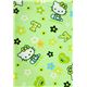 green kawaii fabric with Hello Kitty and flowers 2