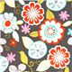 grey Michael Miller fabric with flowers & birds 1