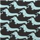 grey Michael Miller fabric with turquoise weiner dogs 1