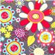 grey Robert Kaufman fabric with colourful flowers pink 1