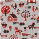 grey oxford fabric with red farm from Kokka Japan 1