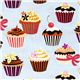 light blue cupcakes fabric cherry Robert Kaufman kawaii 1