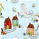 light blue designer fabric neighbourhood house backyard game 1