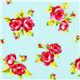 light blue designer fabric with little rosa roses flowers 1