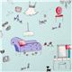 light blue girl room designer fabric make-up table dress 1