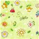 hellgr�ner Flanellstoff Blumen Marienk�fer Schmetterling USA 1