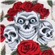 light orange skulls fabric roses thorns 1