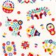 matryoshka fabric with doll horse flower by Kokka 1