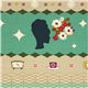 green Kokka retro fabric with clocks woman head Japan 1