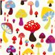 off-white Alexander Henry fabric with colourful mushrooms 1