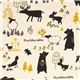off-white Kokka Canvas fabric bear rabbit moose Japan 1