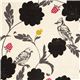 off-white echino canvas fabric Dahlia bird & flower 1