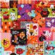orange Halloween fabric animals witches pumpkins kawaii 1