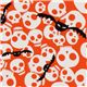 orange Halloween fabric skulls bats 1